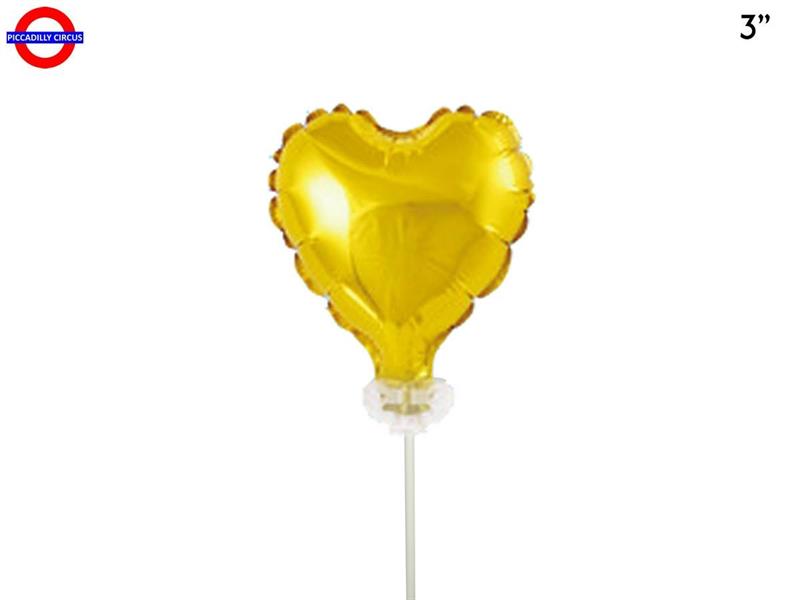 MYLAR CUORE 03 ORO CON ASTA