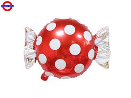 MYLAR CARAMELLA POIS ROSSO 25 CM.65