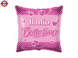 MYLAR BATTESIMO 18 QUADRATO ROSA