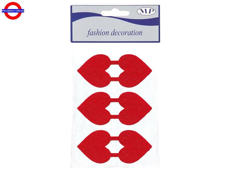 DECORAZIONI ADESIVE FELTRO CUORE ROSSO C/PAC. CF.3 PZ