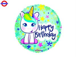 MYLAR UNICORNO 18 HAPPY BIRTHDAY