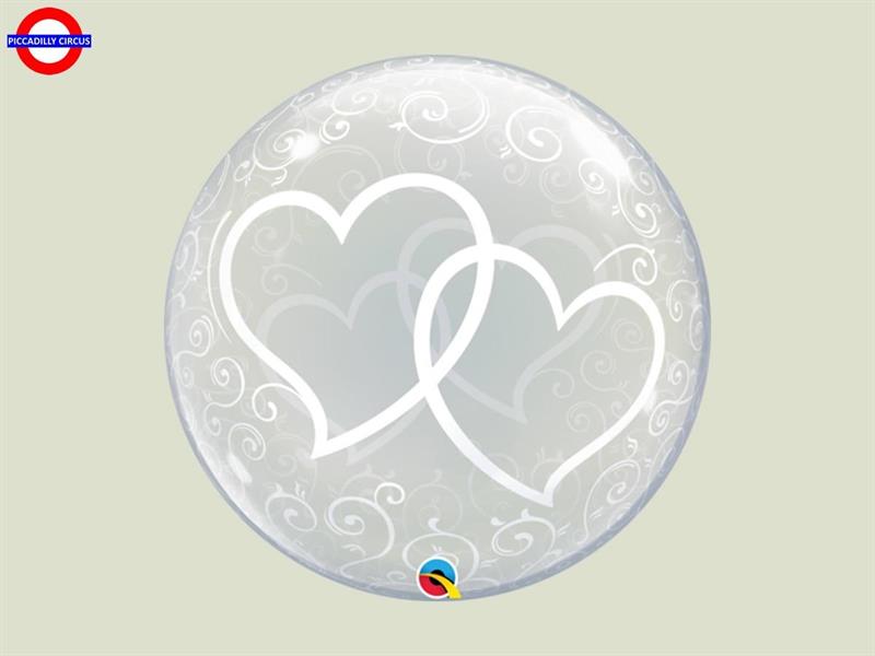 MYLAR DECO ENTWINED HEARTS BUBBLES 24