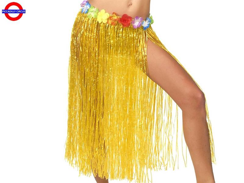 HAWAIIANA GONNA GIALLA CORTA C/FIORI