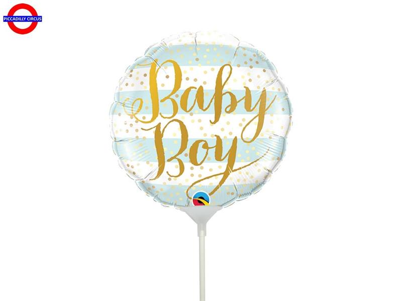 MYLAR NASCITA MINI SHAPE BABY BOY GOLD STRIPES 9