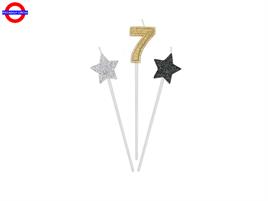 CANDELINA NUM. SU STECCO PRESTIGE GLITTER CM.16 N°7