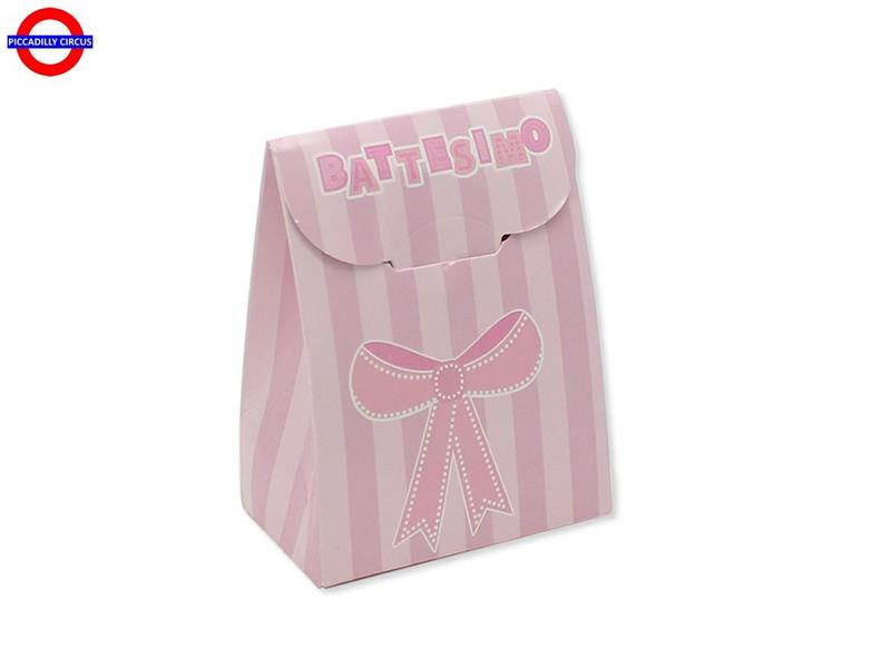 SCATOLINA SACCHETTO BATTESIMO ROSA 6X8X3,5 CF.25 PZ