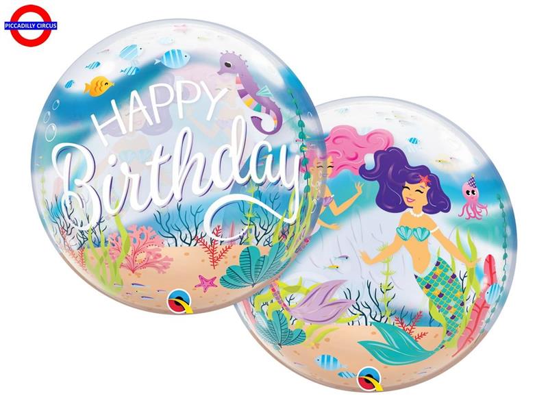 MYLAR SIRENA BUBBLE 22 HAPPY BIRTHDAY