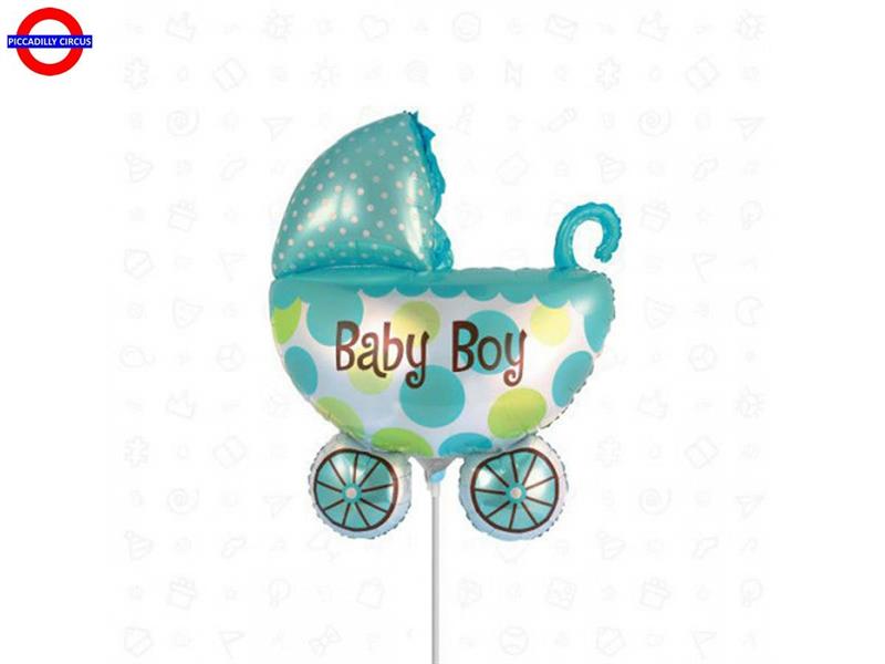 MYLAR NASCITA MINI SHAPE CARROZZINA BABY BOY