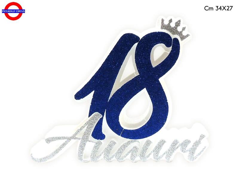 POLY 18 ANNI - 18 BLU - ARGENTO GLITTER CM.37X30