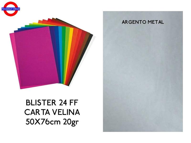 CARTA VELINA 50X76 ARGENTO 20GR BL.24FF