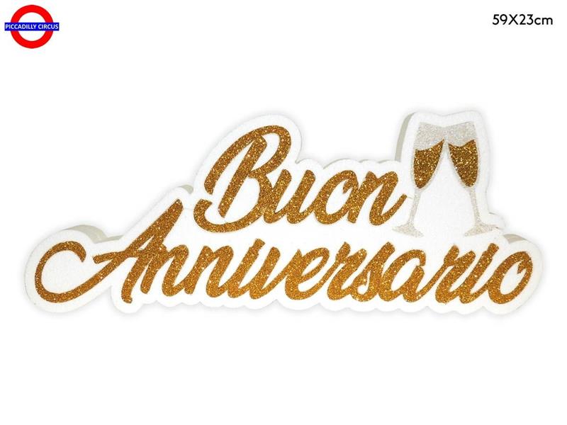 POLY ANNIVERSARIO - BUON ANNIVERSARIO GLITTER CM.59X23