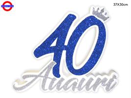 POLY 40 ANNI - 40 BLU - ARGENTO GLITTER CM.37X30