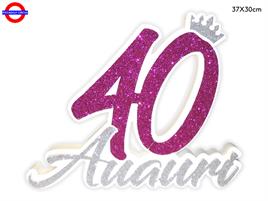 POLY 40 ANNI - 40 FUXIA - ARGENTO GLITTER CM.37X30