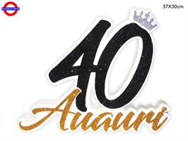 POLY 40 ANNI - 40 NERO - ORO - ARG. GLITTER CM.37X30