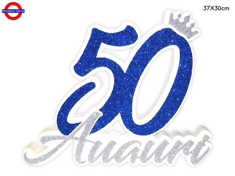 POLY 50 ANNI - 50 BLU - ARGENTO GLITTER CM.37X30