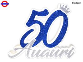POLY 50 ANNI - 50 BLU - ARGENTO GLITTER CM.37X30