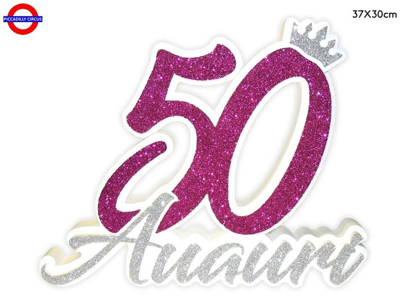 POLY 50 ANNI - 50 FUXIA - ARGENTO GLITTER CM.37X30