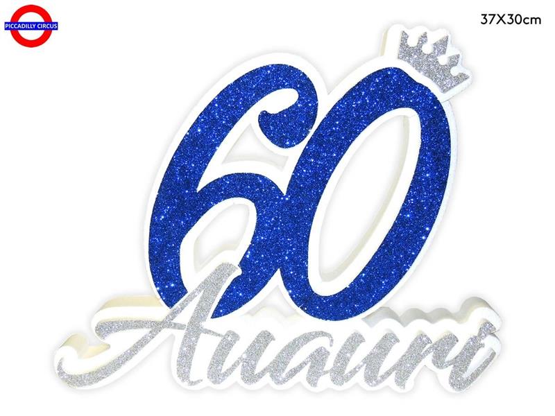 POLY 60 ANNI - 60 BLU - ARGENTO GLITTER CM.37X30