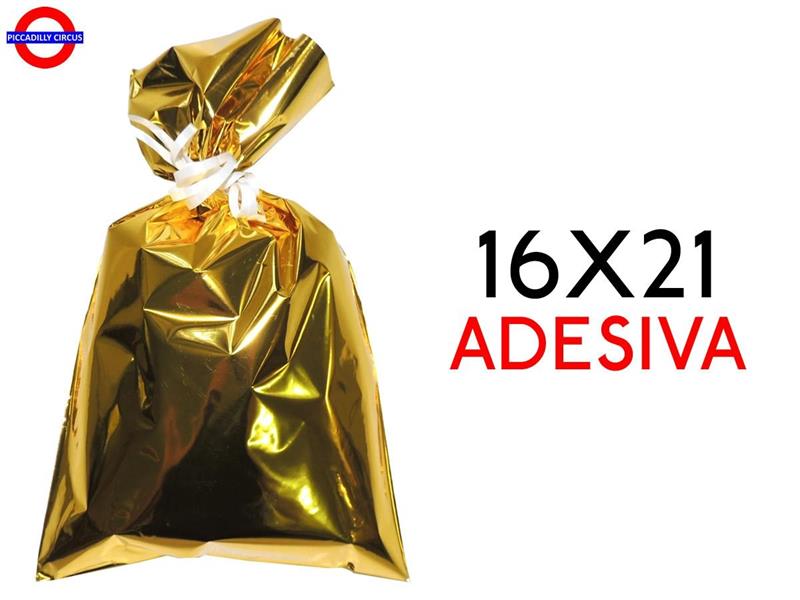 BUSTE POLIPROP.CON PATELLA ADESIVA METAL ORO 16X21