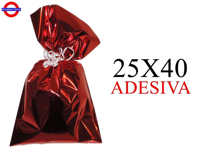 BUSTE POLIPROP.CON PATELLA ADESIVA METAL ROSSA 25X40