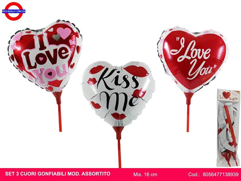 MYLAR CUORE MINI SHAPE CON ASTA CF.3PZ