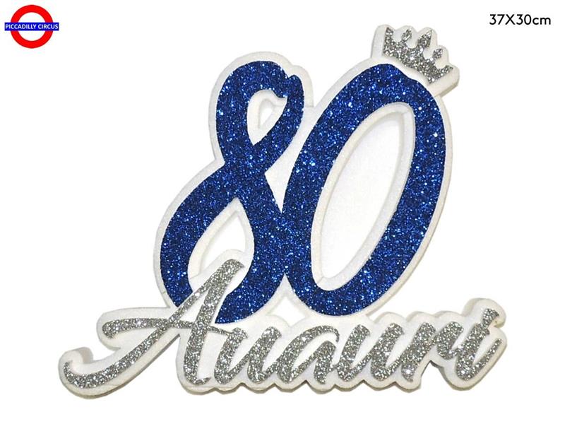 POLY 80 ANNI - 80 BLU - ARGENTO GLITTER CM.37X30