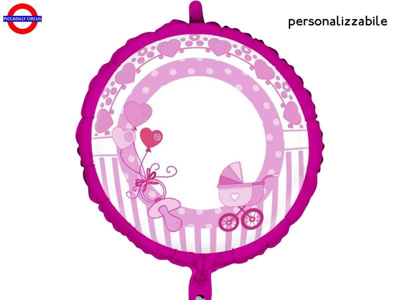 MYLAR BATTESIMO NASCITA 18 PERSONALIZZABILE ROSA