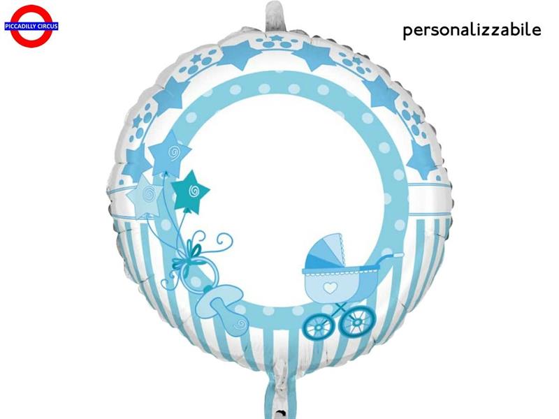 MYLAR BATTESIMO NASCITA 18 PERSONALIZZABILE CELESTE