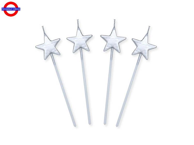 CANDELINA PICK STELLE METAL ARGENTO CM.14 CF.4 PZ