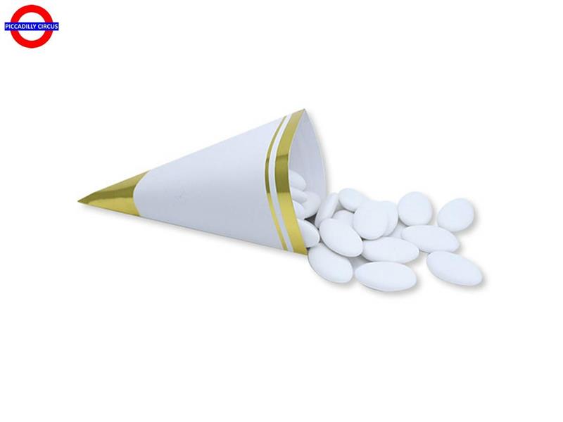 SACCHETTI CONO CONFETTI-RISO BIANCO ORO MET CF.12 PEZZI