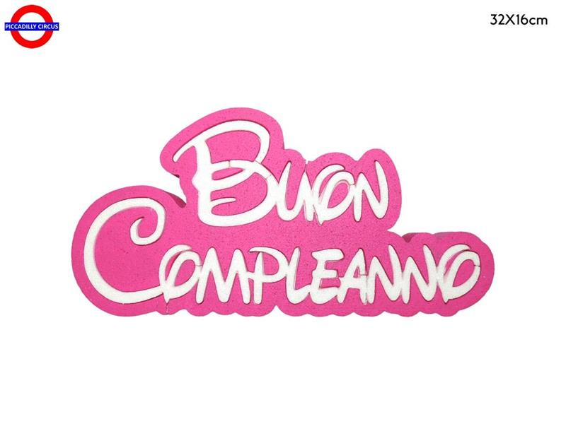 POLY COMPLEANNO -  BUON COMP. CARTOON FUXIA CM.32X16