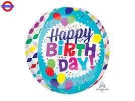 MYLAR HAPPY BIRTHDAY ORBZ MULTICOLOR