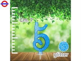 CANDELINA NUM. GLITTER BLU CM.7 N°5