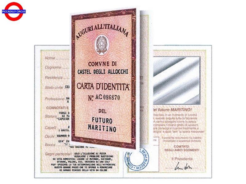 BIGLIETTO CARTA D'IDENTITA' SPOSO