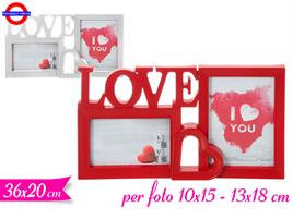 SCRITTA LOVE PORTAFOTO 2 POSTI ROSSA CM.35