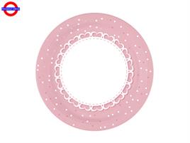BATTESIMO BABY CUORI ROSA 8 PIATTI D.23