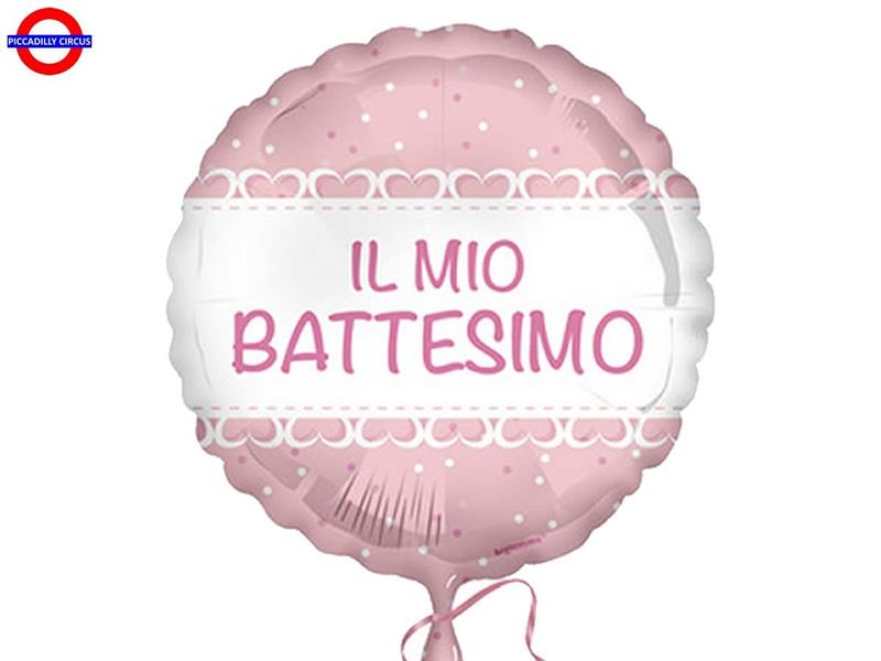 MYLAR BATTESIMO 18 ROSA CUORICINI