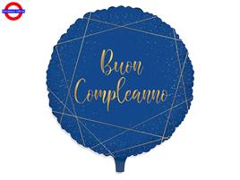 MYLAR BUON COMPLEANNO 18 BLUE GOLD