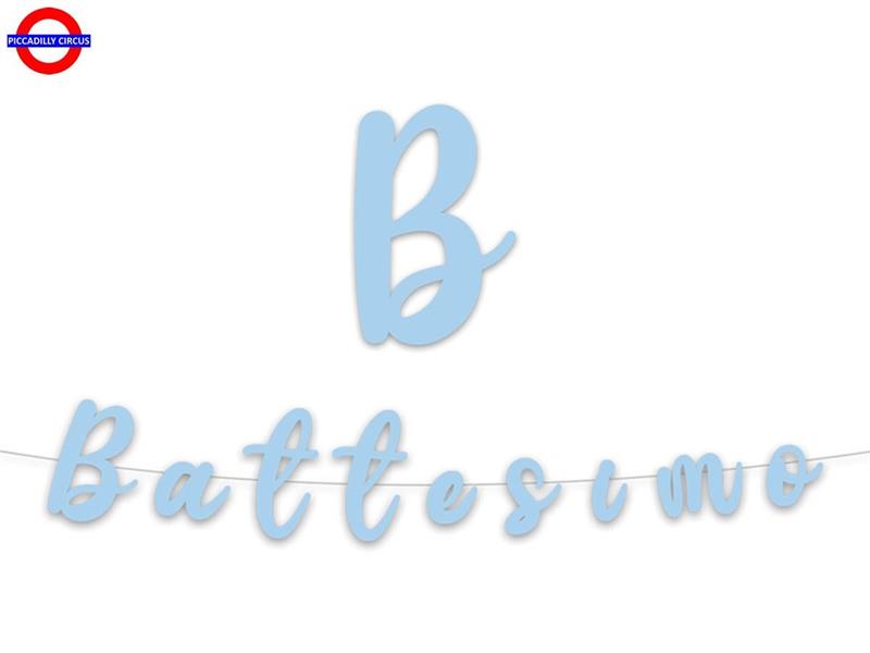 BATTESIMO CELESTE FESTONE SCRITTA CM.300X15
