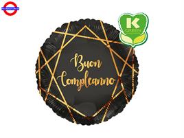 MYLAR BUON COMPLEANNO 18 NERO ORO