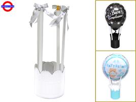 CESTINO MONGOLFIERA GRANDE METAL ARGENTO FUME'