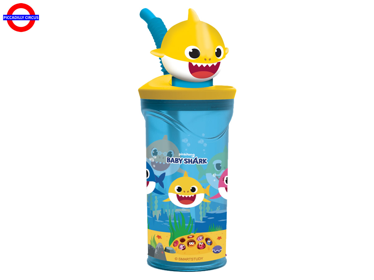 BICCHIERE CON CANNUCCIA BABY SHARK 3D IN TRITAN - SET PAPPA - Piccadilly  Circus
