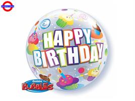 MYLAR HAPPY BIRTHDAY BUBBLES 22 CUP CAKE