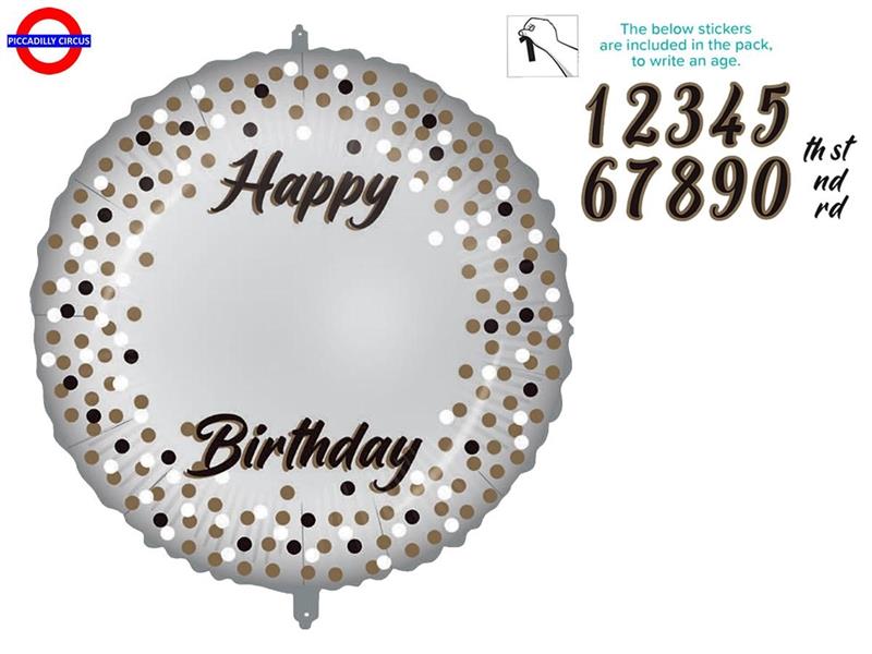 MYLAR HAPPY BIRTHDAY 18 PERSONALIZZABILE CON STICKERS