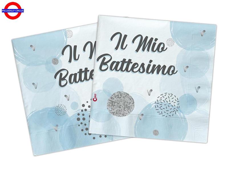 BATTESIMO CONFETTI CELESTE COMPO. 20 TOVAGLIOLI 33X33