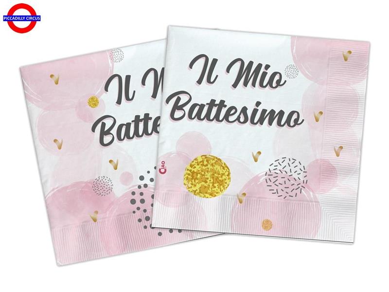 BATTESIMO CONFETTI ROSA COMPO. 20 TOVAGLIOLI 33X33