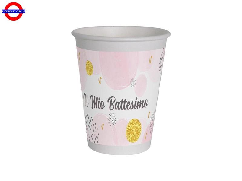 BATTESIMO CONFETTI ROSA COMPO. 8 BICCHIERI 250 ML