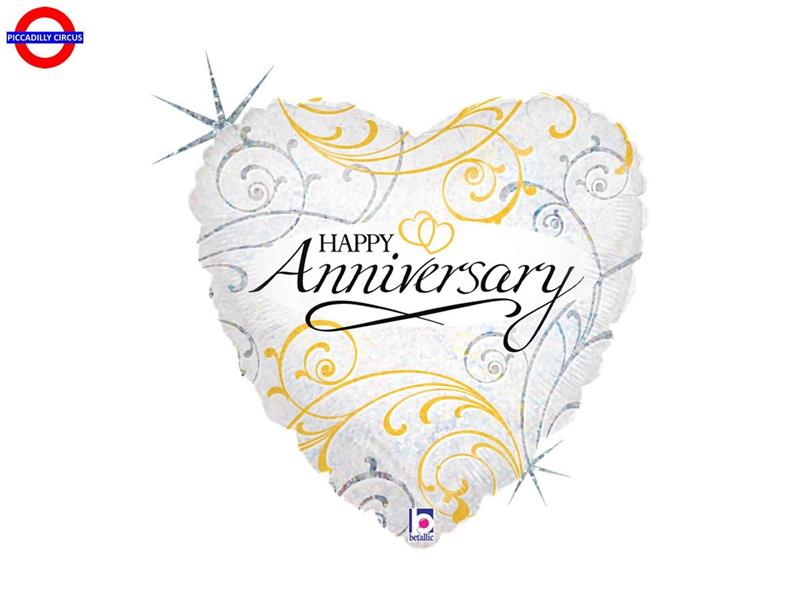 MYLAR ANNIVERSARIO 18 CUORE OLOGRAFICO