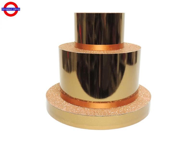 DECORAZIONE TORTA 3 PIANI ROSE GOLD LUCIDO E GLITTER