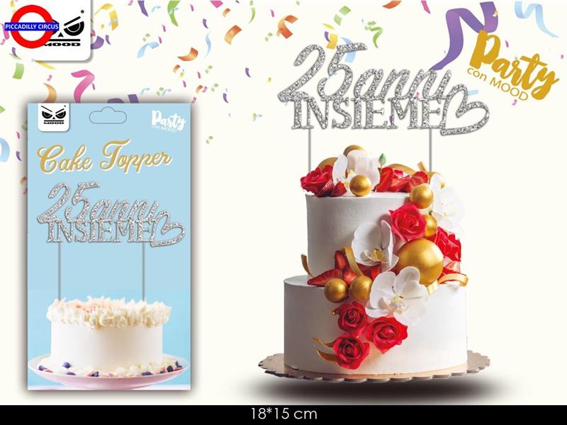 TOPPER PER TORTA ANNIVERSARIO 25° SPECCHIO